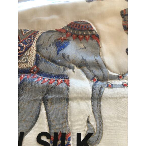 Decorative Pillow Cover Silk Thai Handmade Elephant Blue size 16" x 16" - Picture 3 of 3